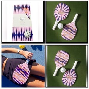 NWT Anthropologie Maeve Cheetah Print Pickleball Game Set in Pink and purple